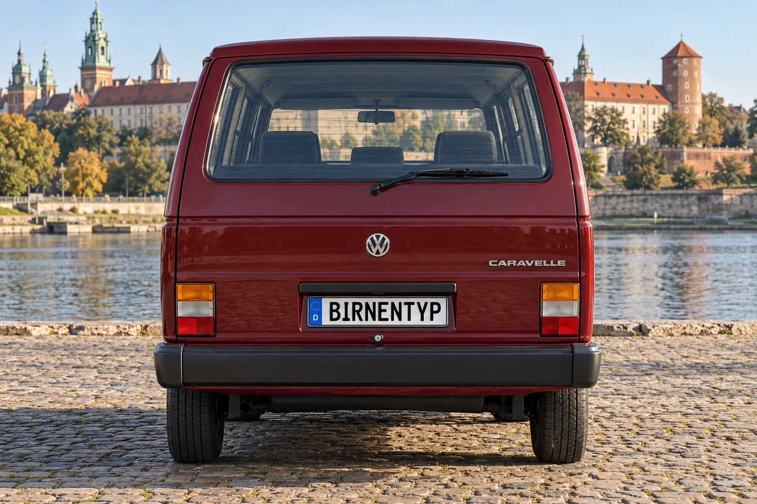 Heck-Ansicht des VW T3 (mit KI erzeugt)