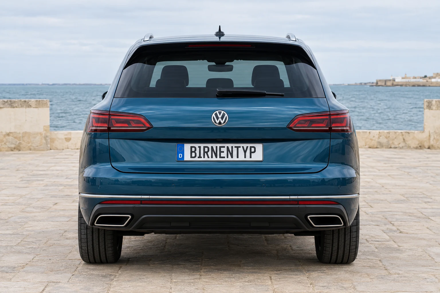 Heck-Ansicht des VW Touareg 3 (mit KI erzeugt)
