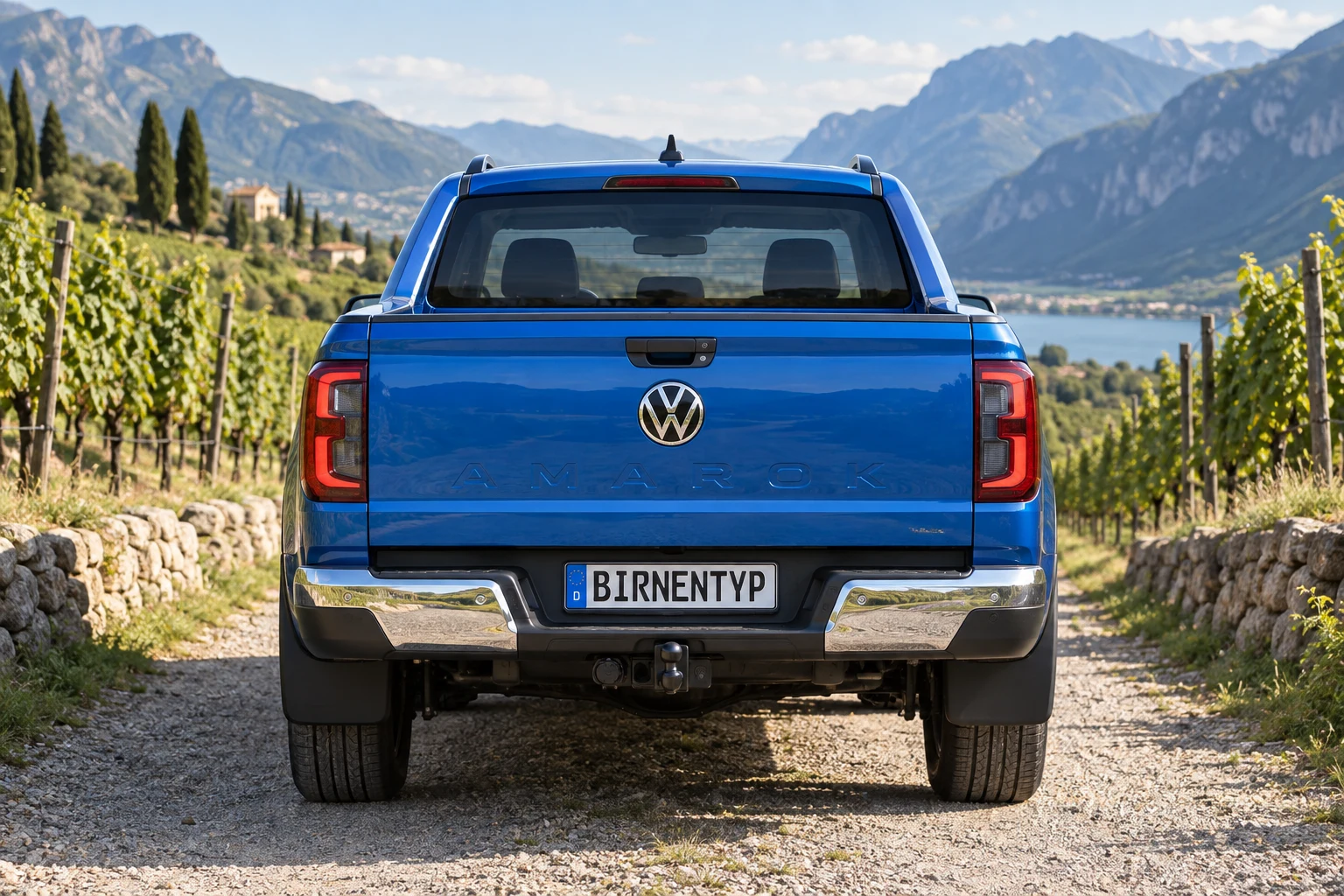 Heck-Ansicht des VW Amarok 2 (mit KI erzeugt)
