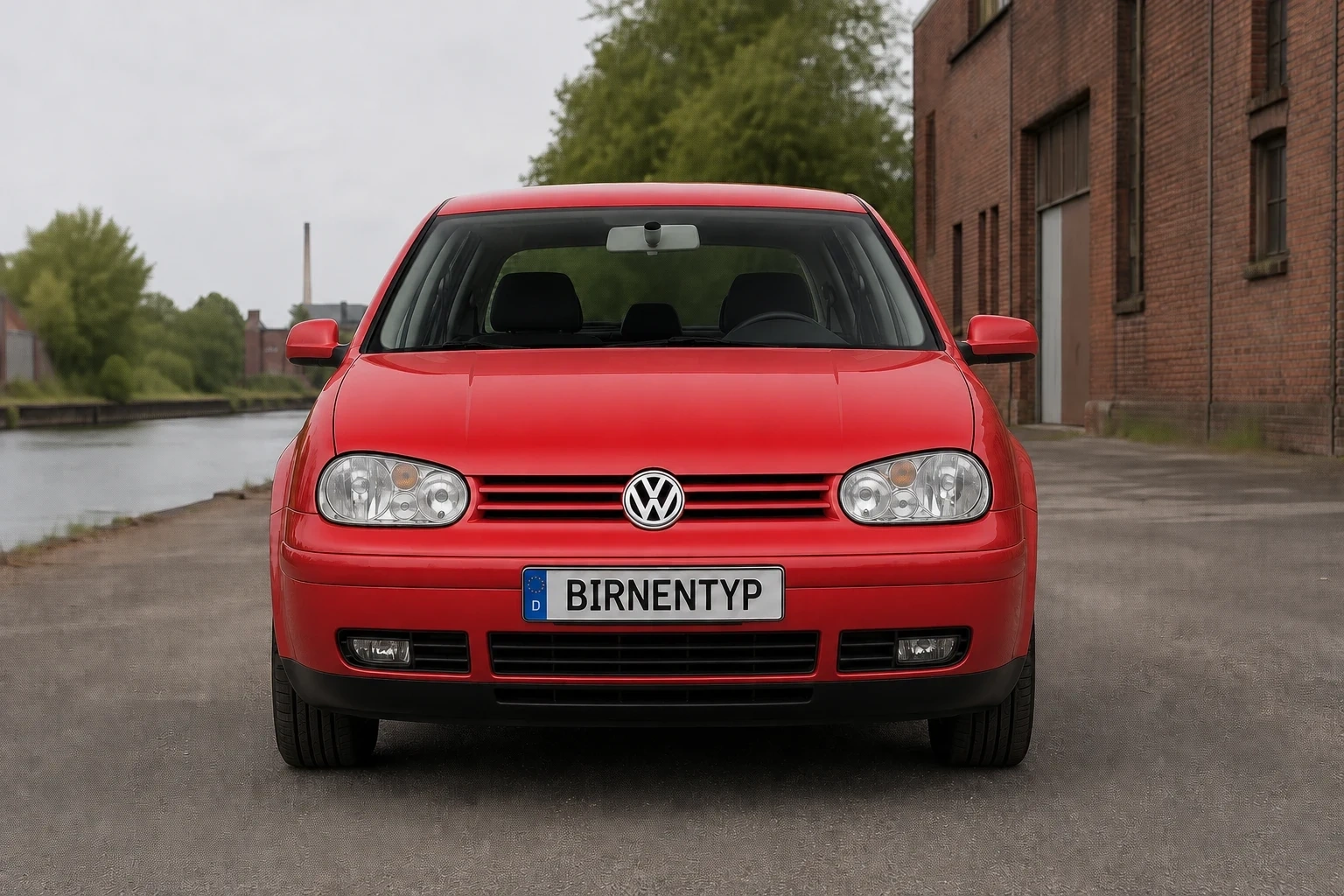 Frontansicht des VW Golf IV (5-Türer) (mit KI erzeugt)