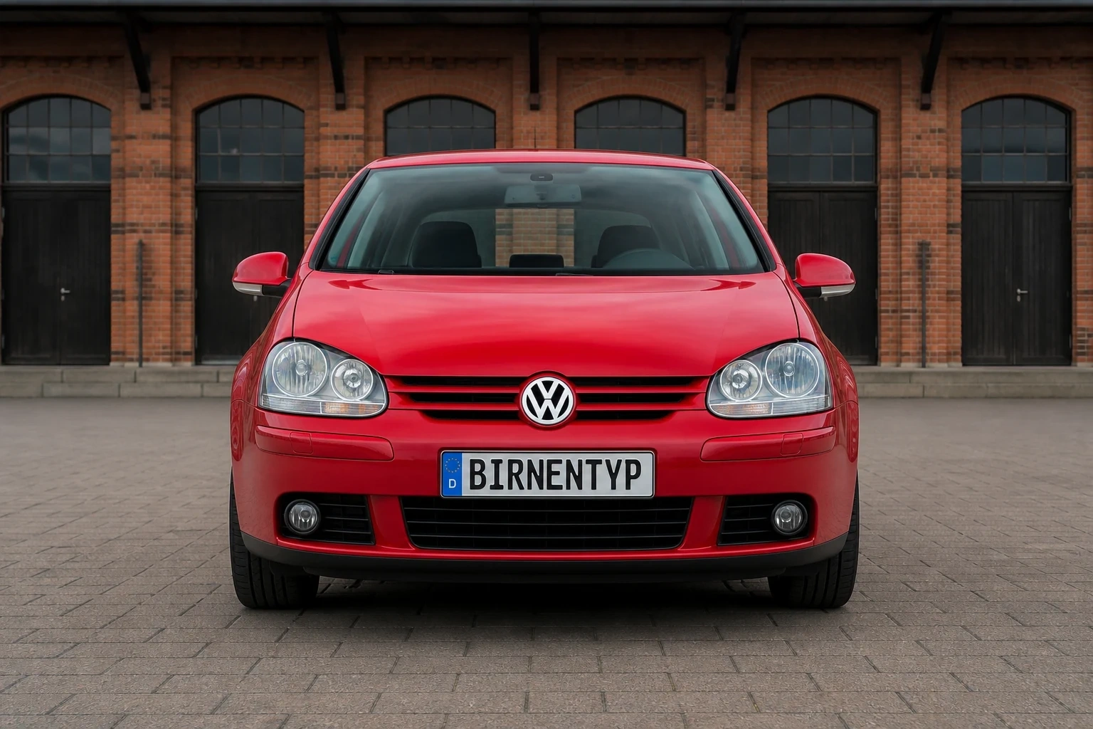 Frontansicht des VW Golf 5 (3-Türer) (mit KI erzeugt)