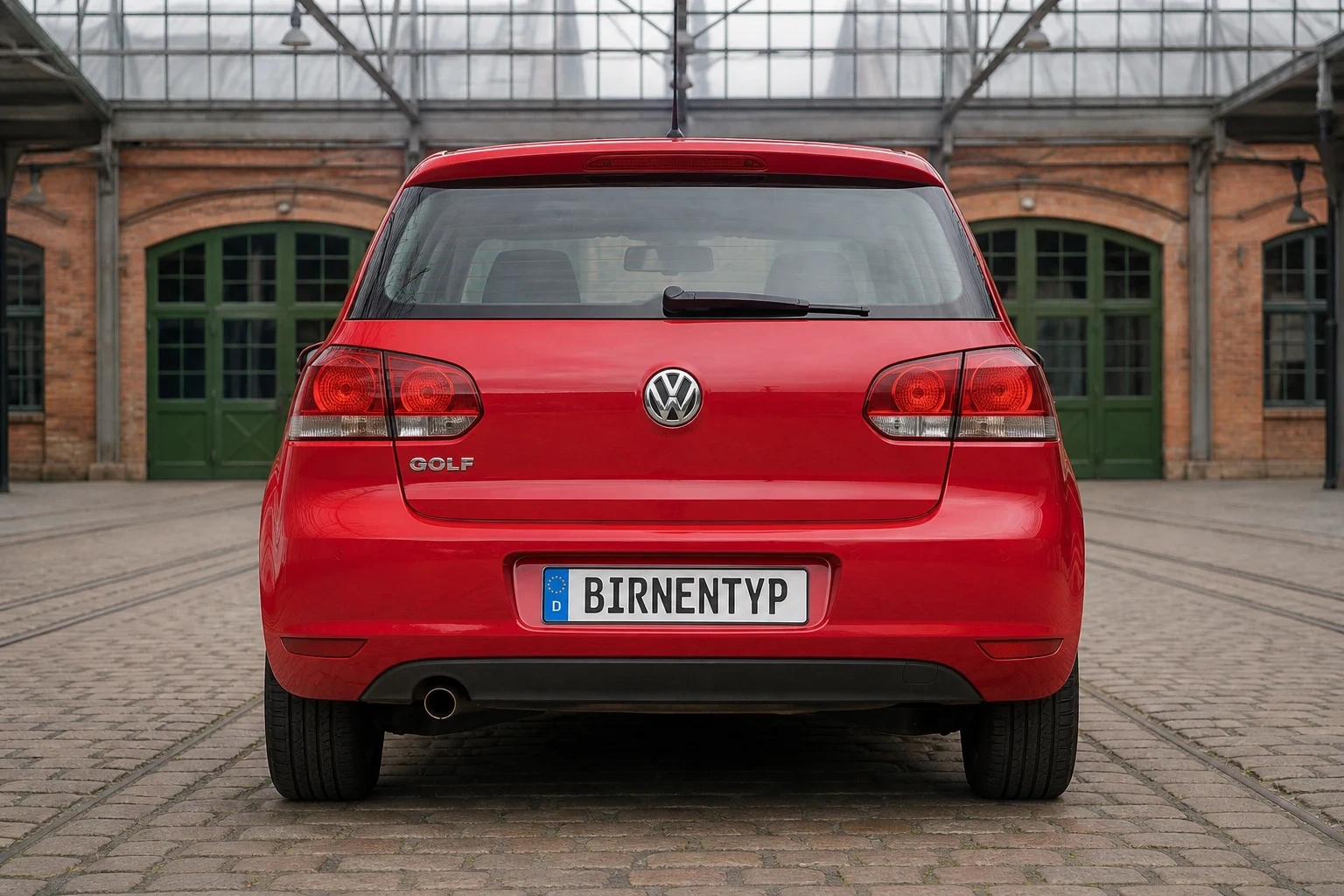 Heck-Ansicht des VW Golf 6 (3-Türer) (mit KI erzeugt)