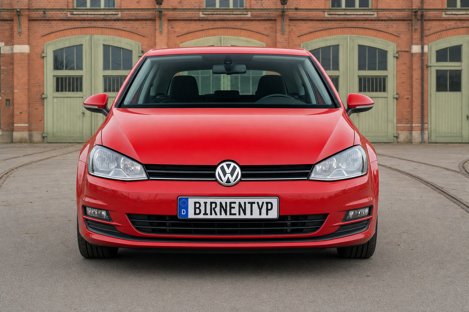 Frontansicht des VW Golf 7 (3-Türer) (mit KI erzeugt)