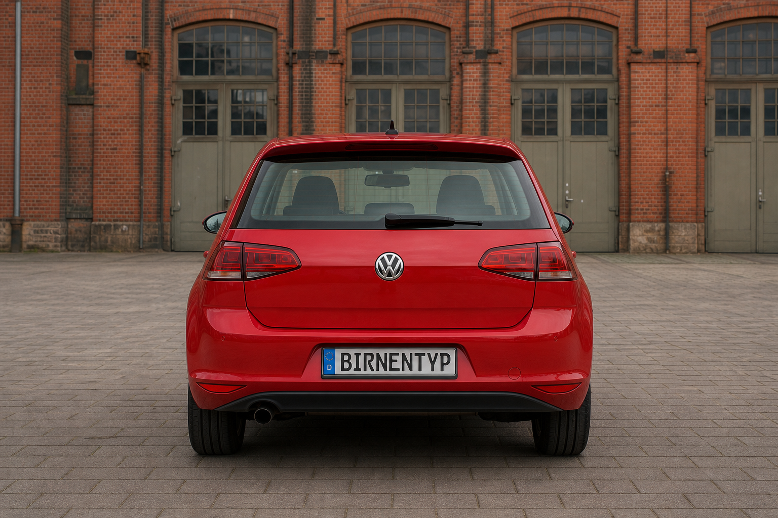 Heck-Ansicht des VW Golf 7 (3-Türer) (mit KI erzeugt)