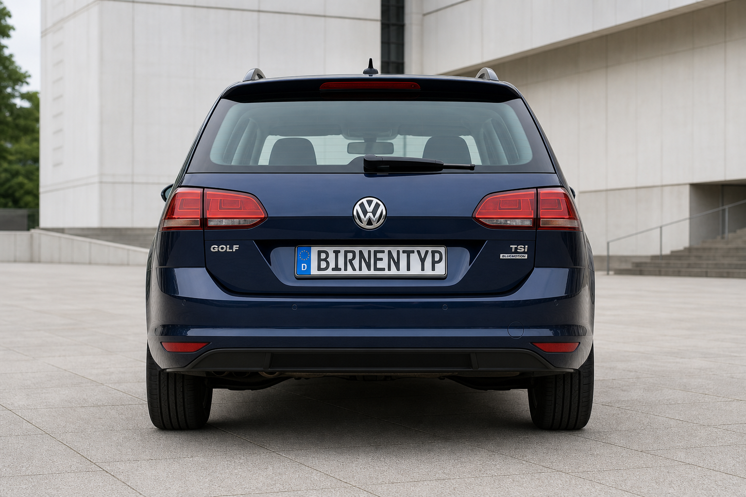 Heck-Ansicht des VW Golf 7 (Variant) (mit KI erzeugt)