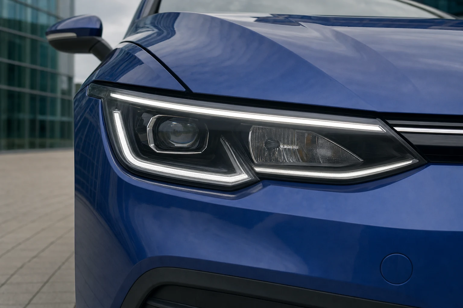 Fernlicht des VW Golf 8 (mit KI erzeugt)