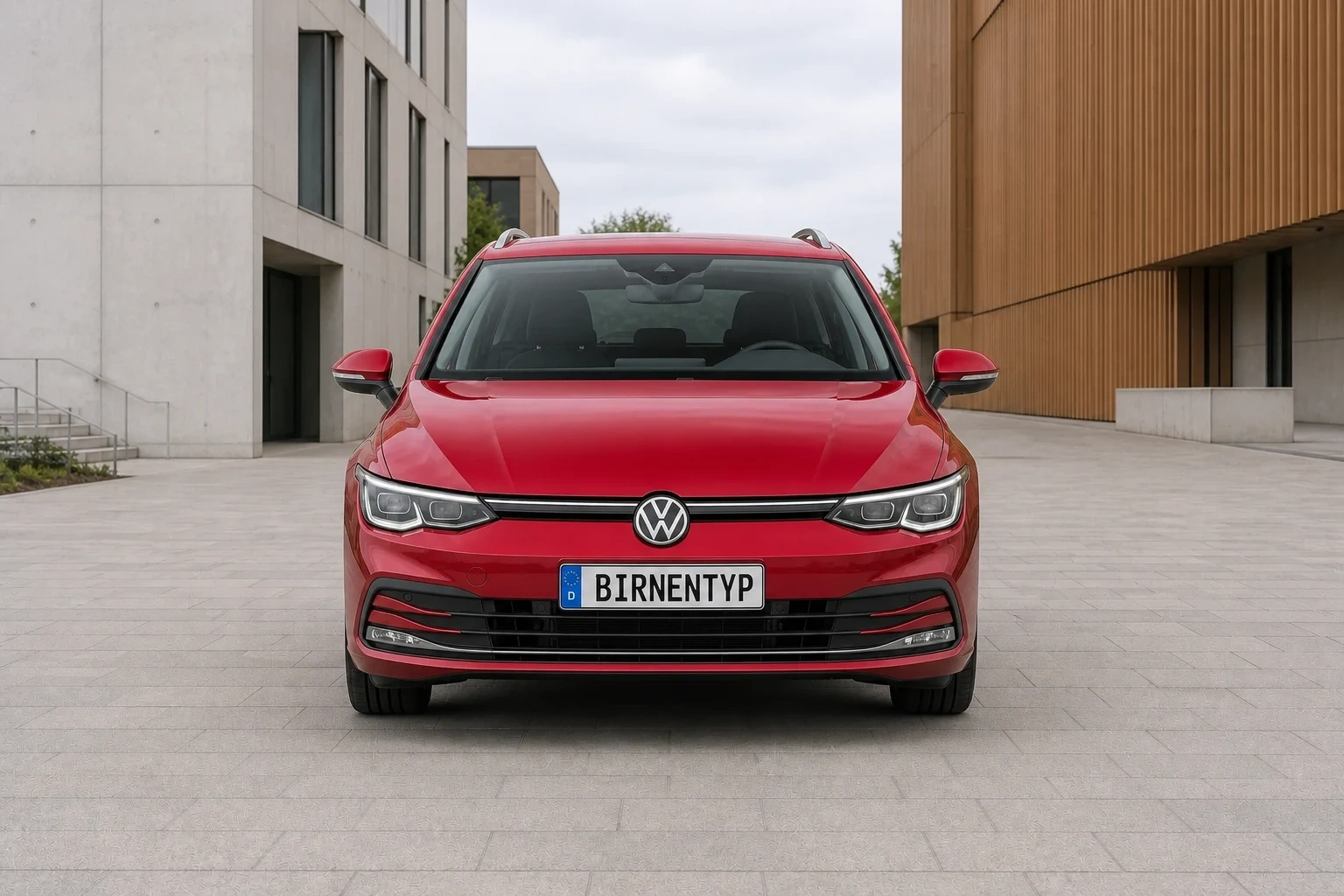 Frontansicht des VW Golf 8 (Variant) (mit KI erzeugt)