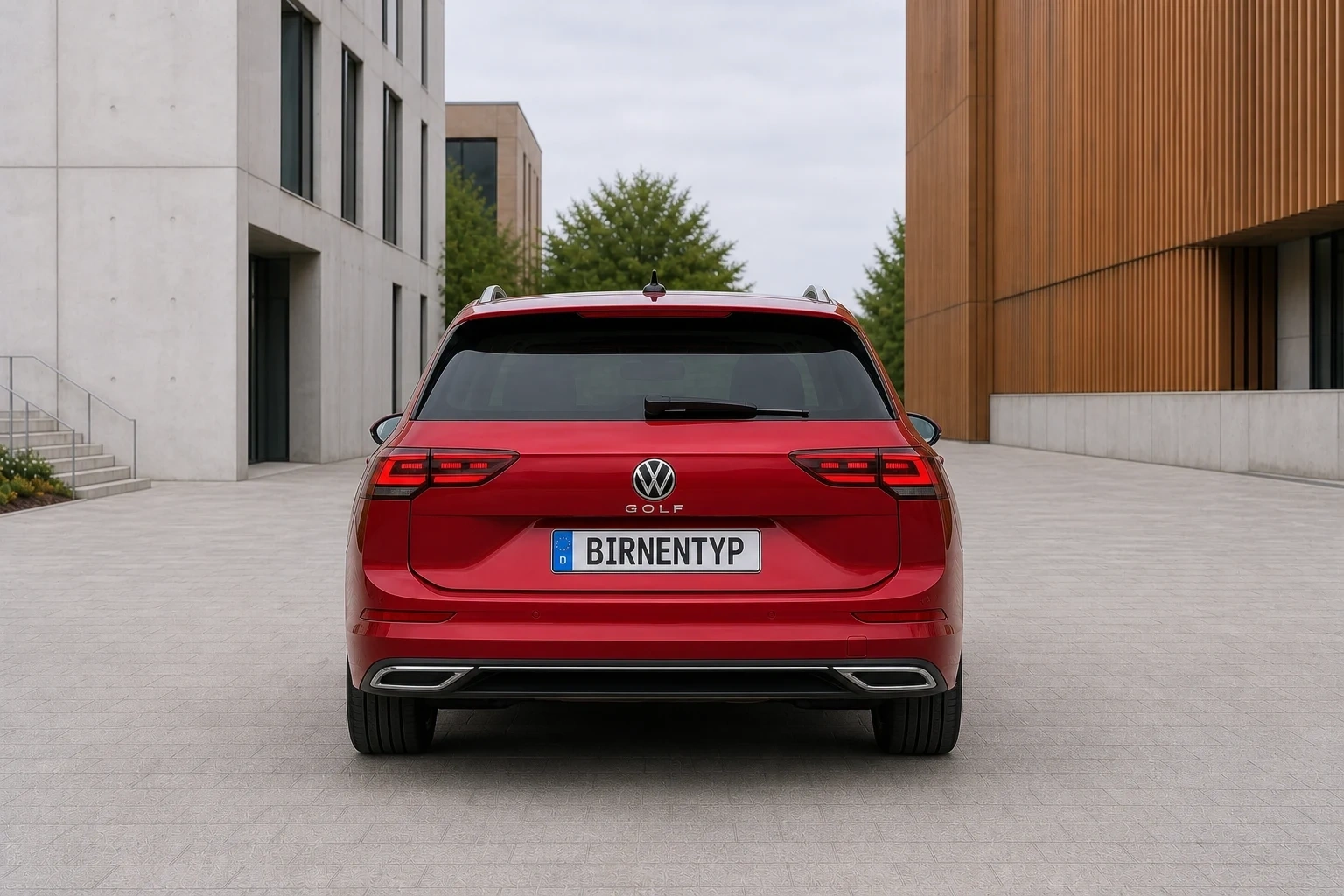 Heck-Ansicht des VW Golf 8 (Variant) (mit KI erzeugt)