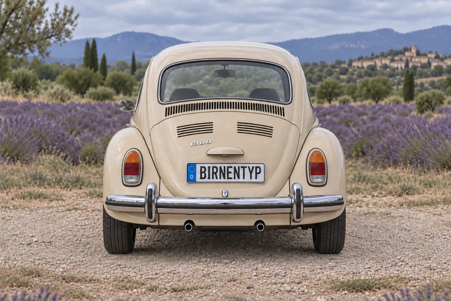 Heck-Ansicht des VW Käfer 4 (mit KI erzeugt)