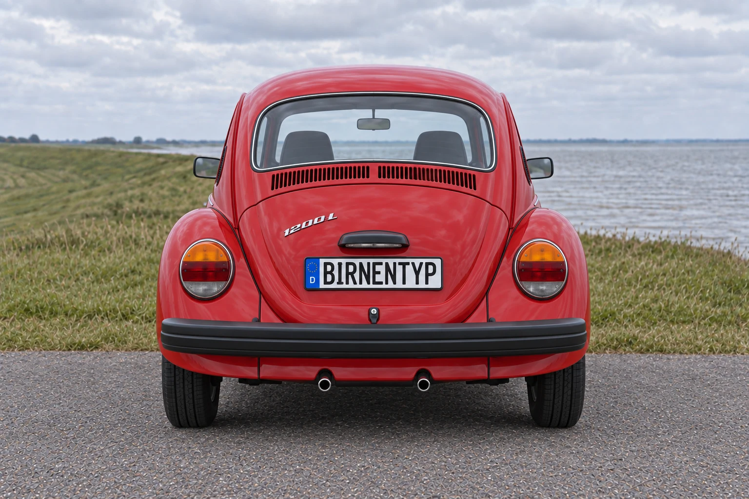 Heck-Ansicht des VW Käfer 5 (mit KI erzeugt)