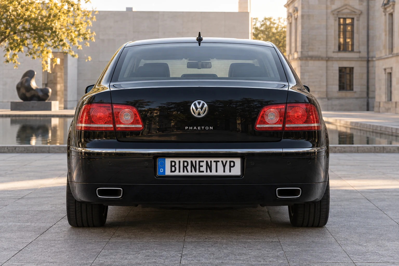 Heck-Ansicht des VW Phaeton 1 (mit KI erzeugt)