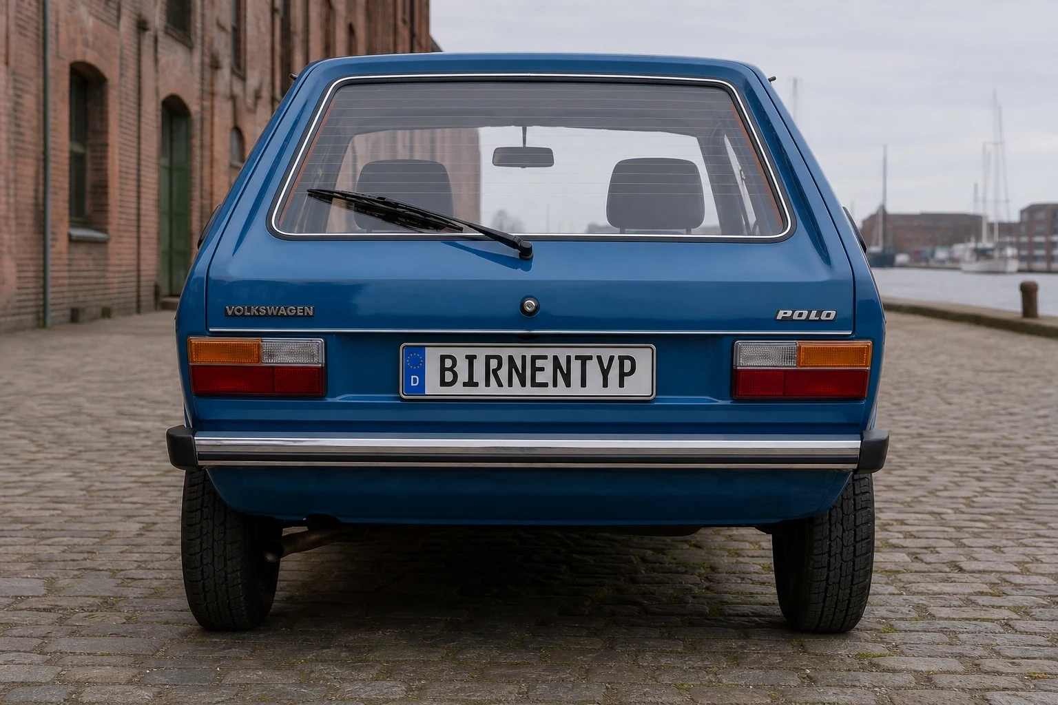 Heck-Ansicht des VW Polo 1 (mit KI erzeugt)
