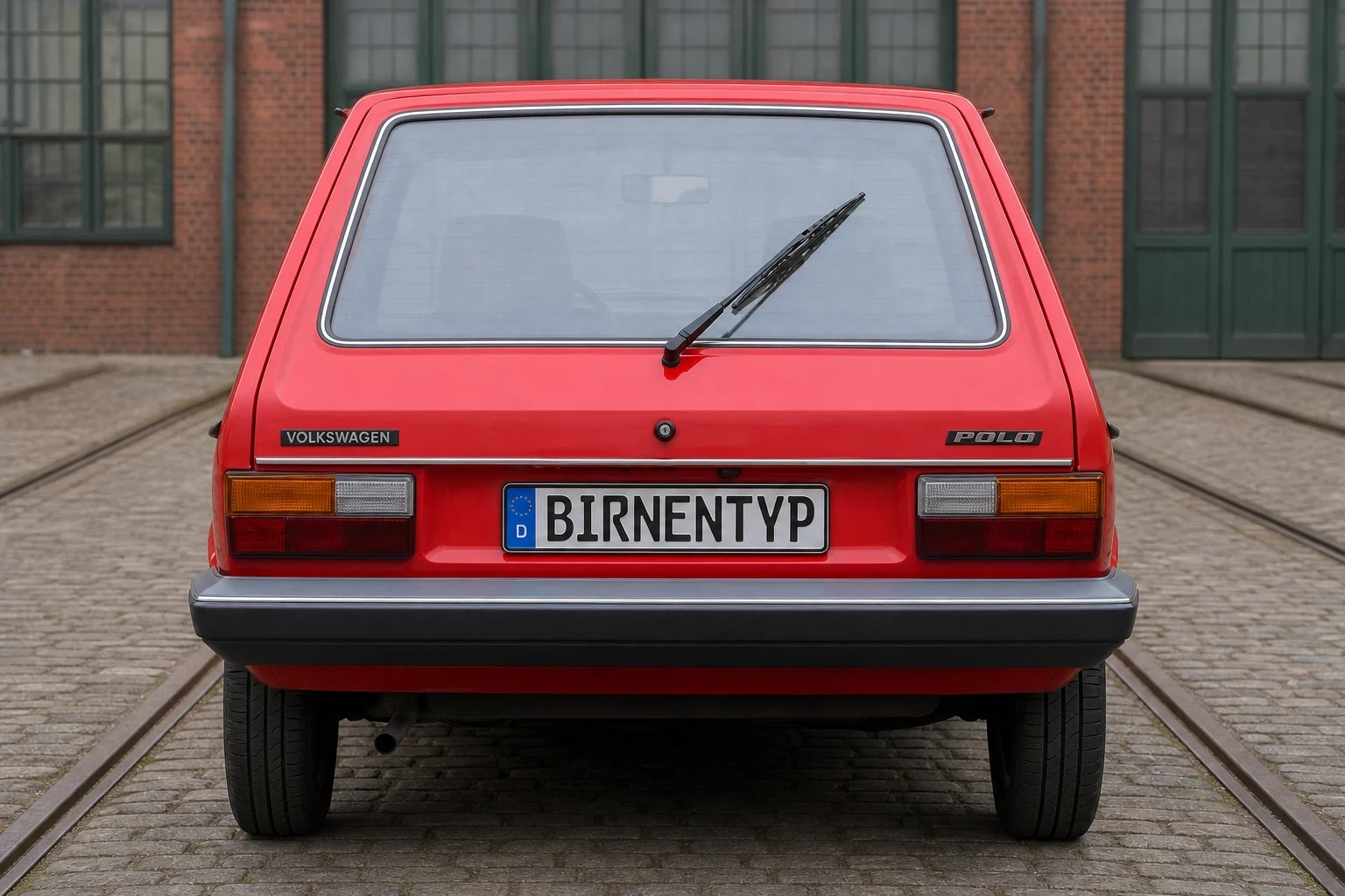 Heck-Ansicht des VW Polo 1 (3-Türer Facelift (1979)) (mit KI erzeugt)
