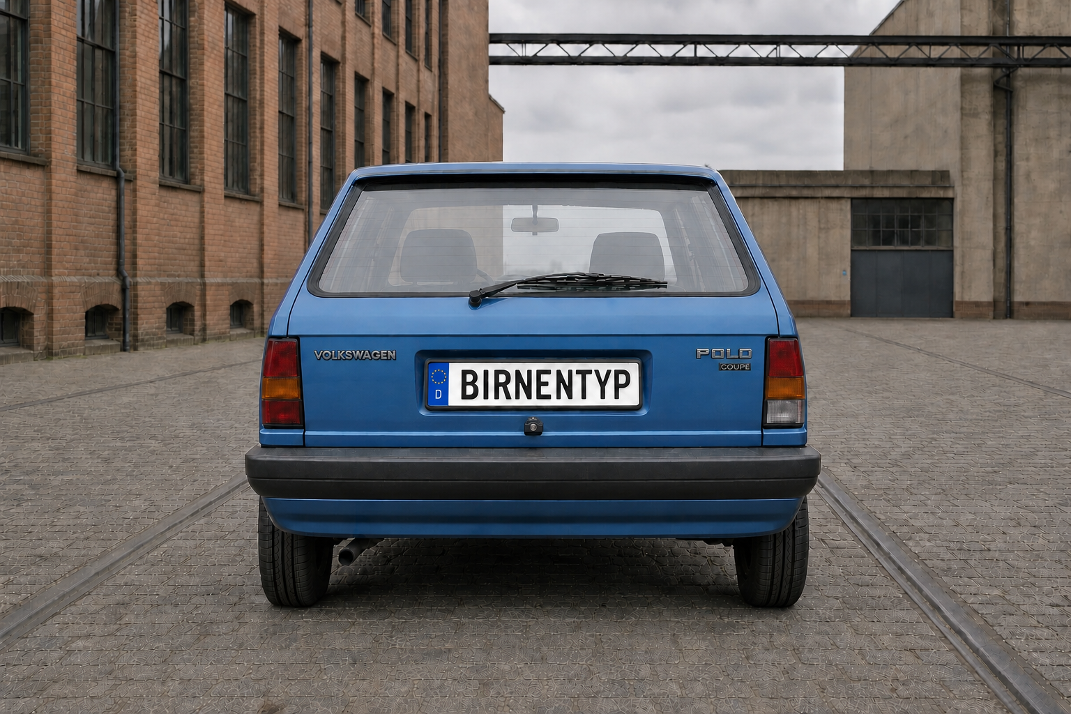 Heck-Ansicht des VW Polo 2 (Coupé (Schrägheck)) (mit KI erzeugt)