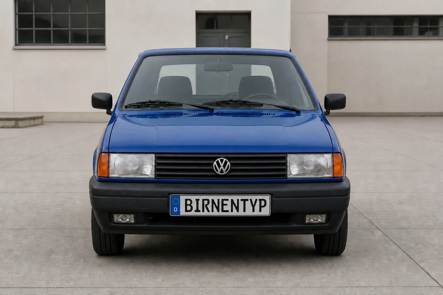 Frontansicht des VW Polo (Steilheck) (mit KI erzeugt)