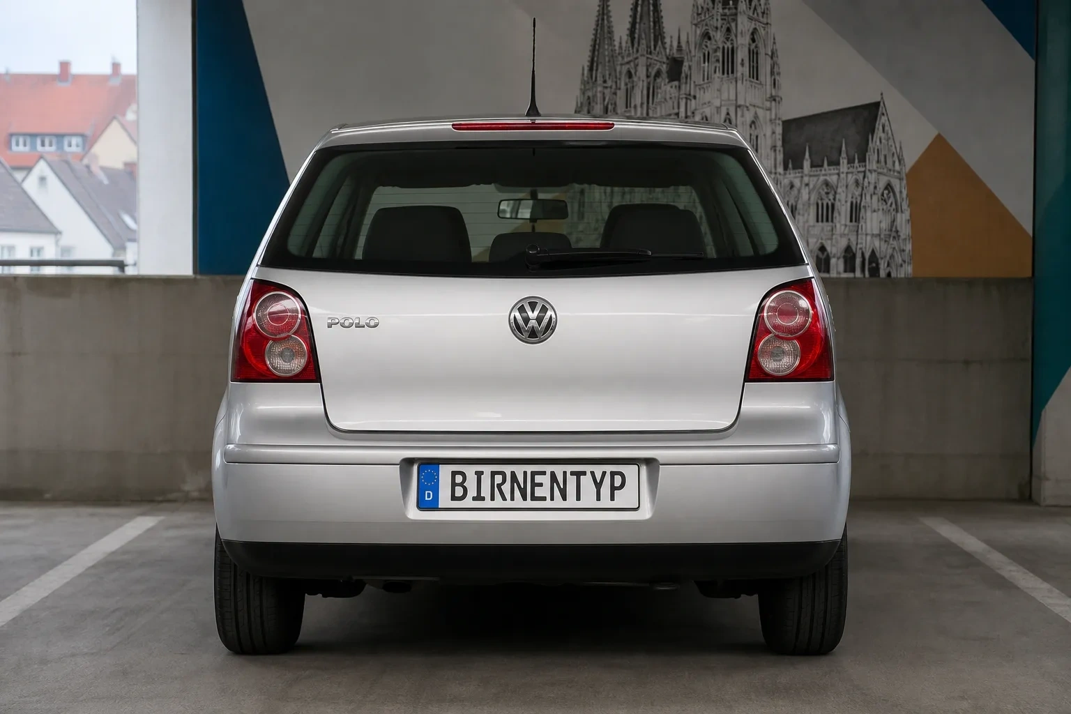 Heck-Ansicht des VW Polo 4. Gen (mit KI erzeugt)