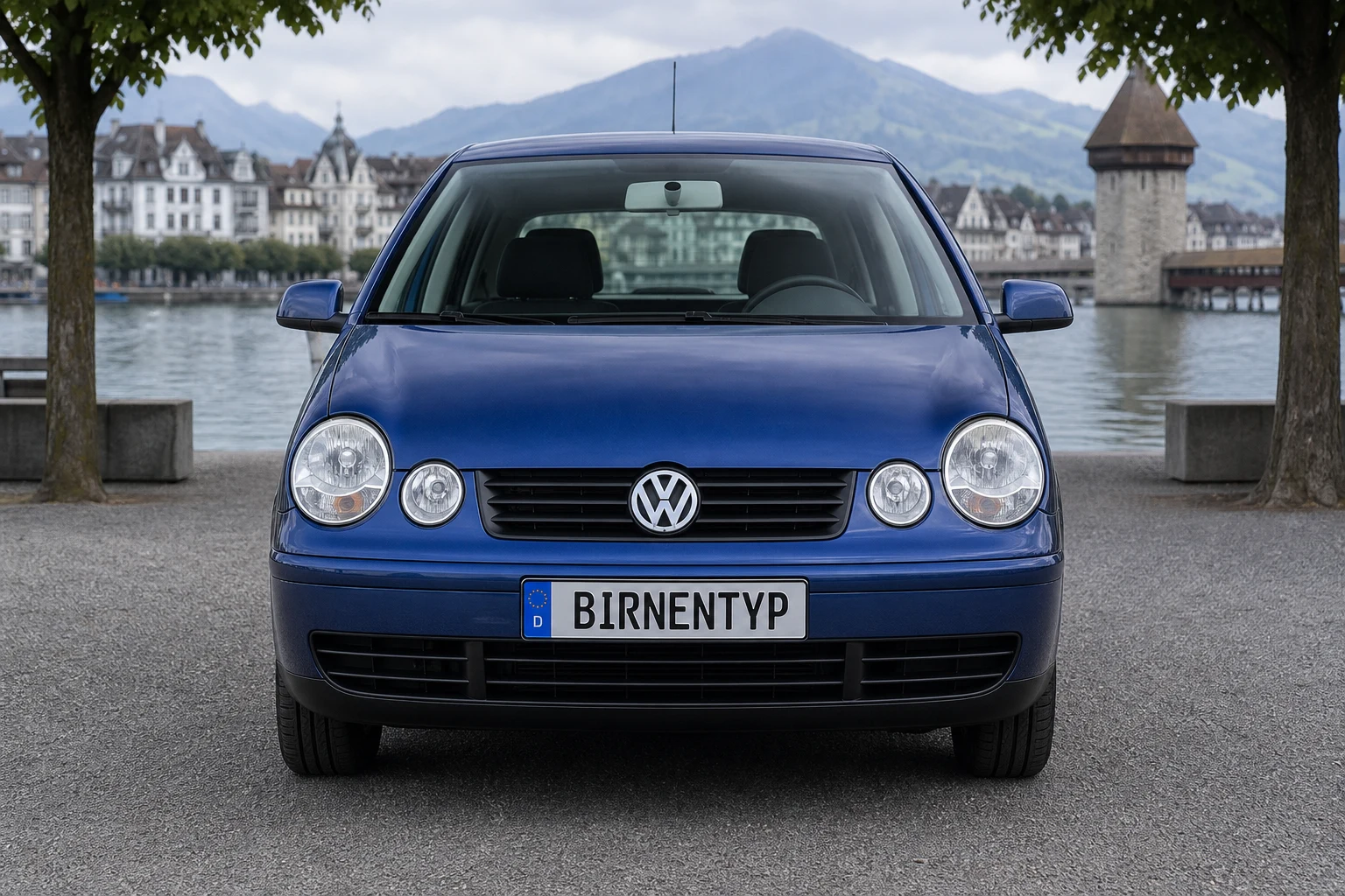 Frontansicht des VW Polo 4 (Limousine) (mit KI erzeugt)