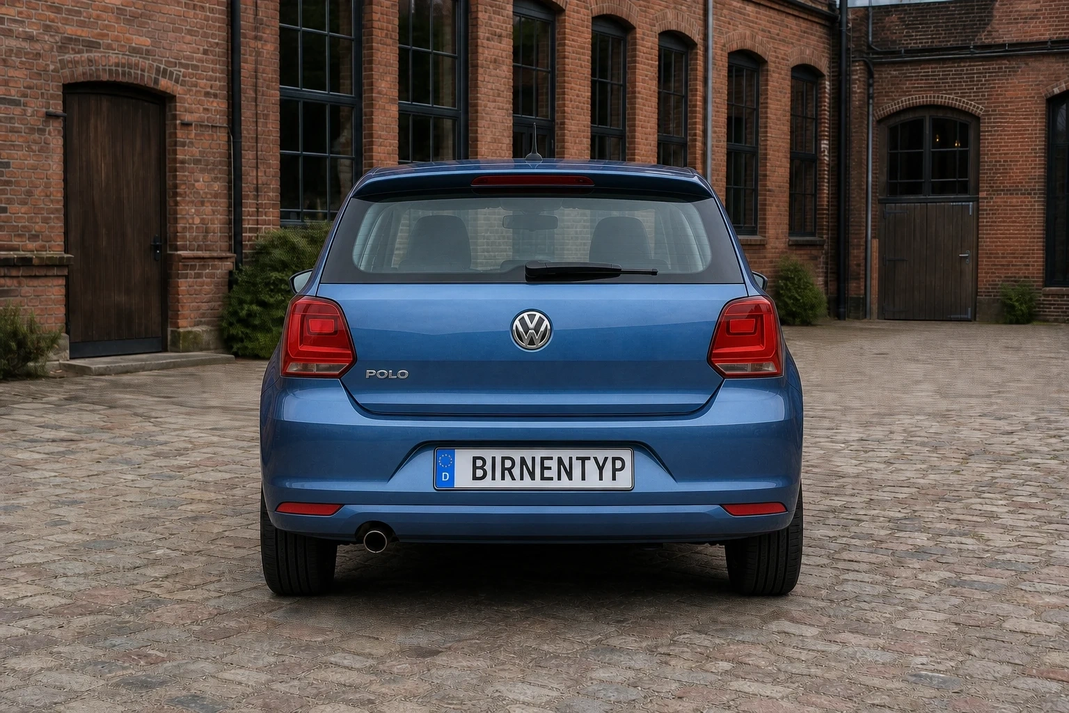 Heck-Ansicht des VW Polo V (3-, 5-Türer & CrossPolo Facelift (2014)) (mit KI erzeugt)