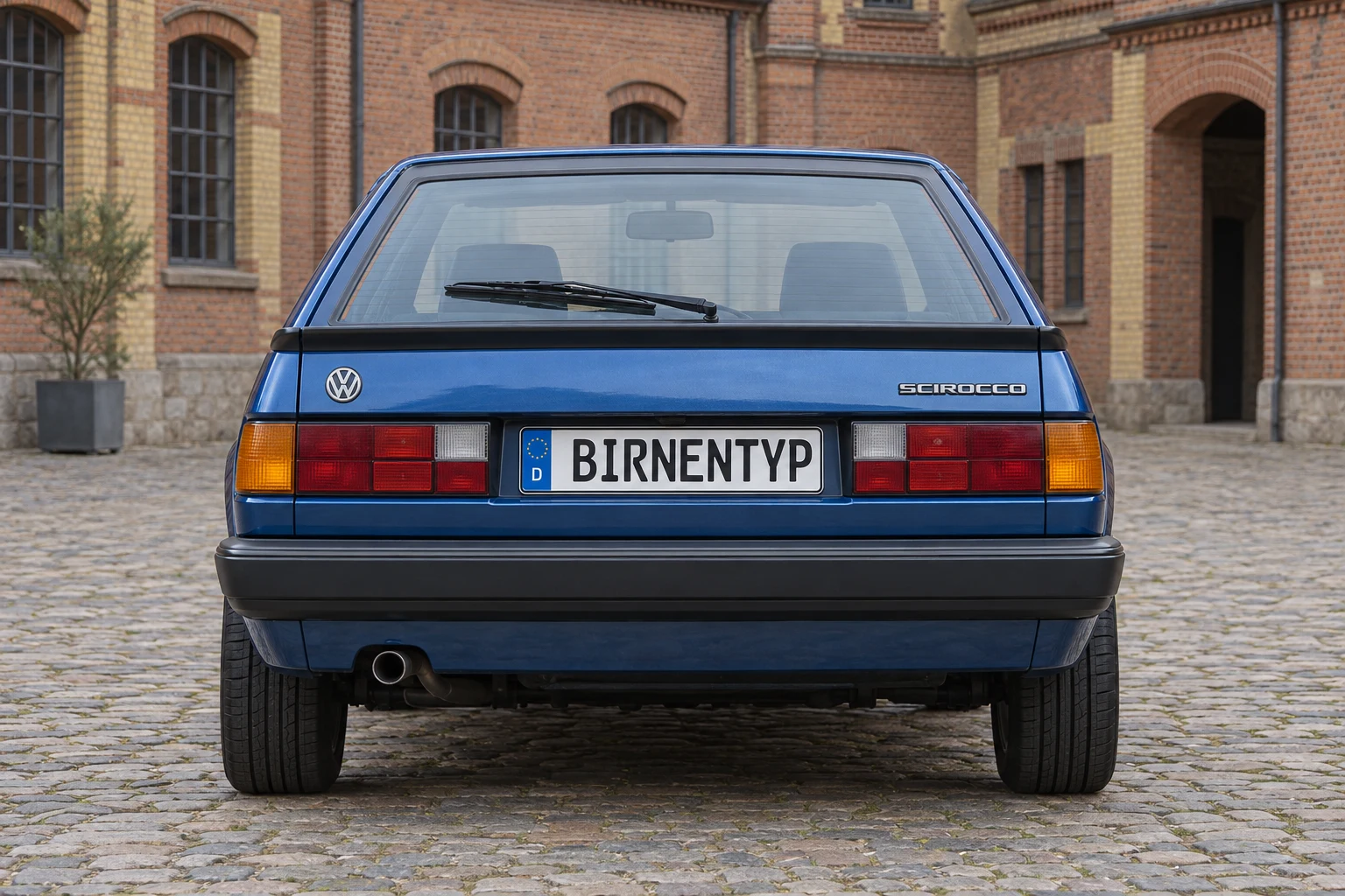 Heck-Ansicht des VW Scirocco 2 (mit KI erzeugt)