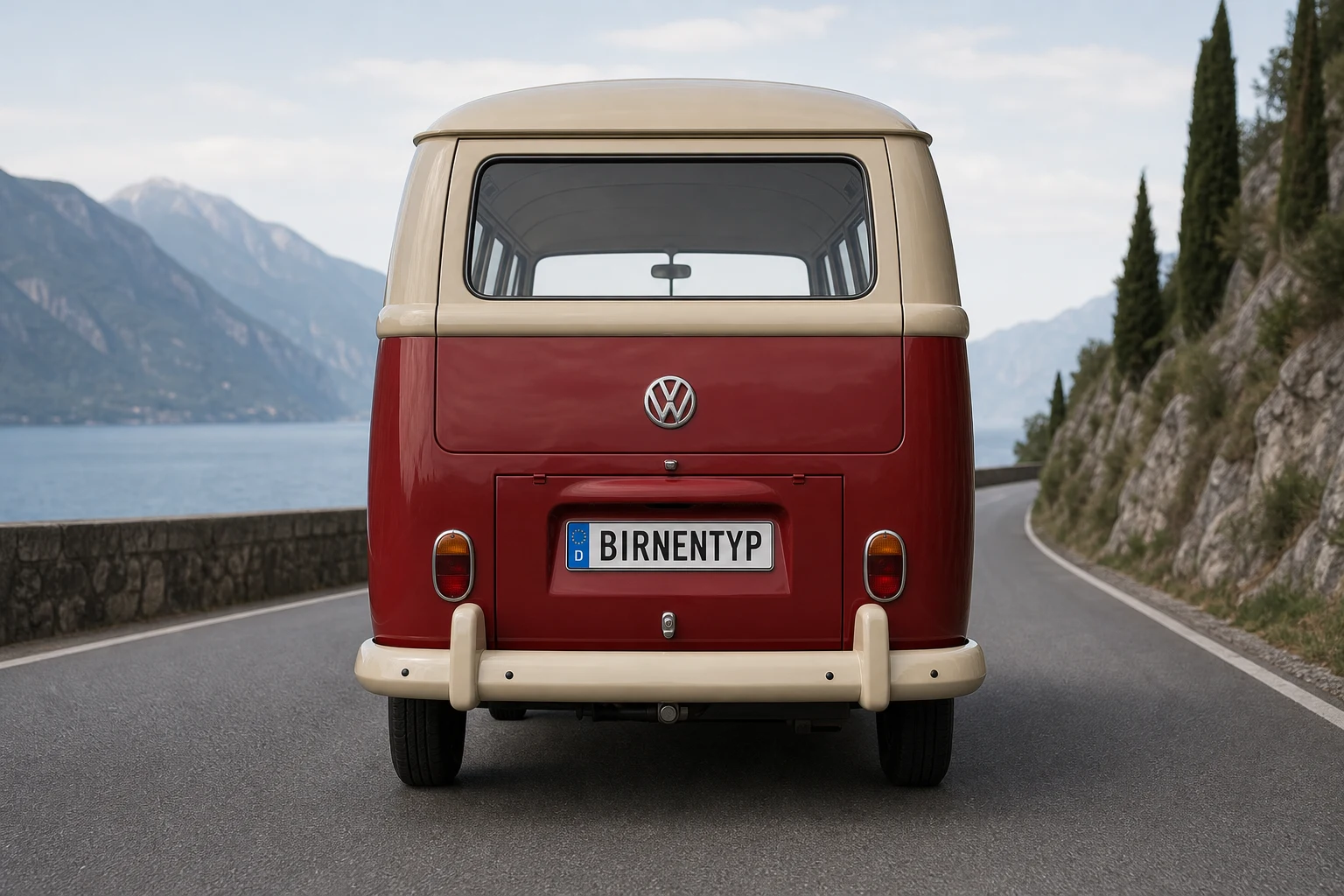 Heck-Ansicht des VW T1 (mit KI erzeugt)