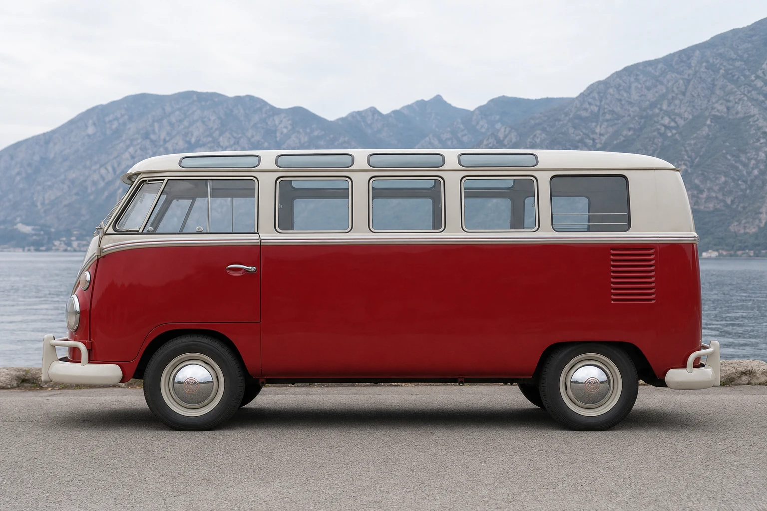 Fahrerseite (links) des VW T1 (mit KI erzeugt)