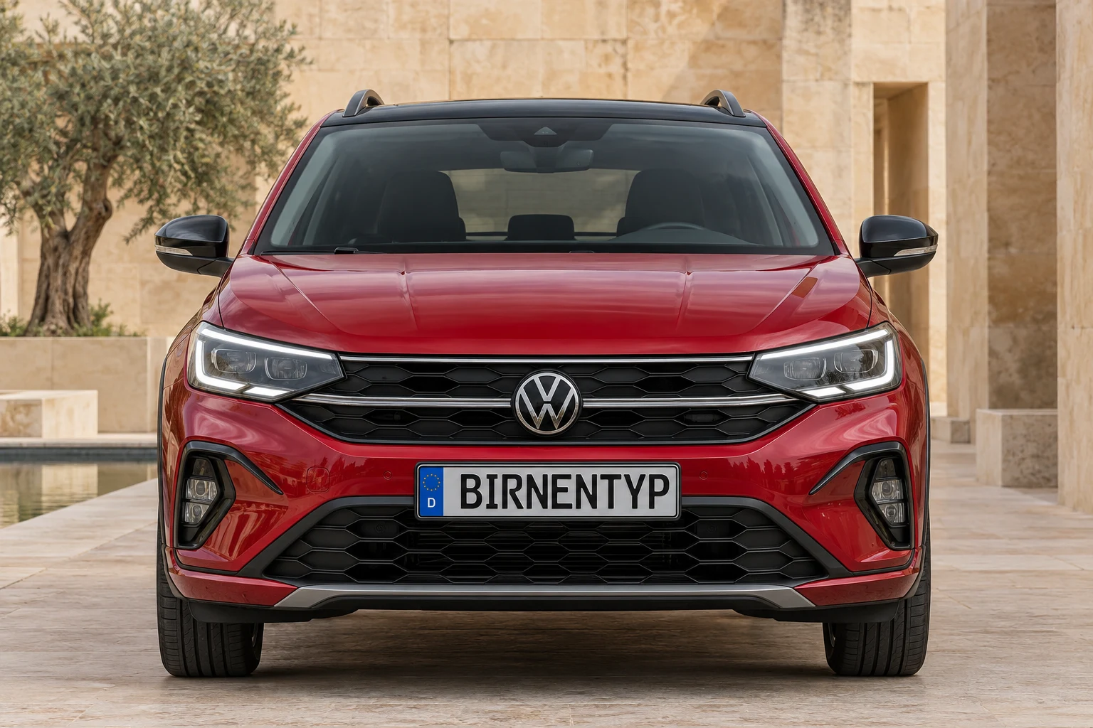 Frontansicht des VW Taigo 1 (mit KI erzeugt)