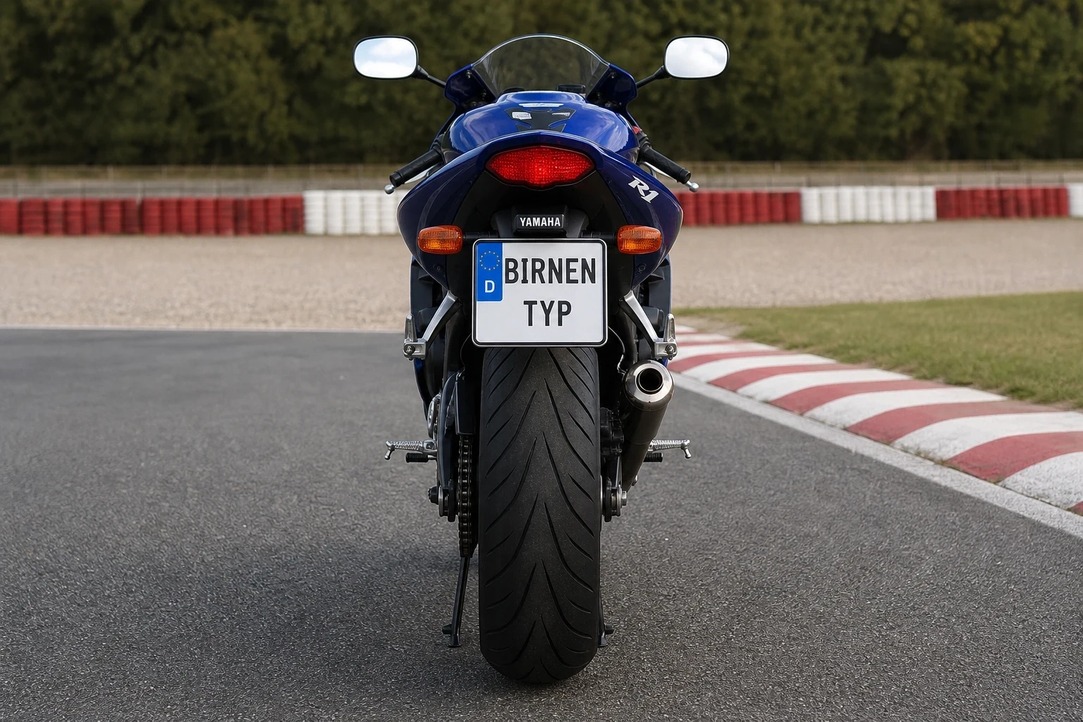 Heck-Ansicht der Yamaha YZF-R1 (mit KI erzeugt)