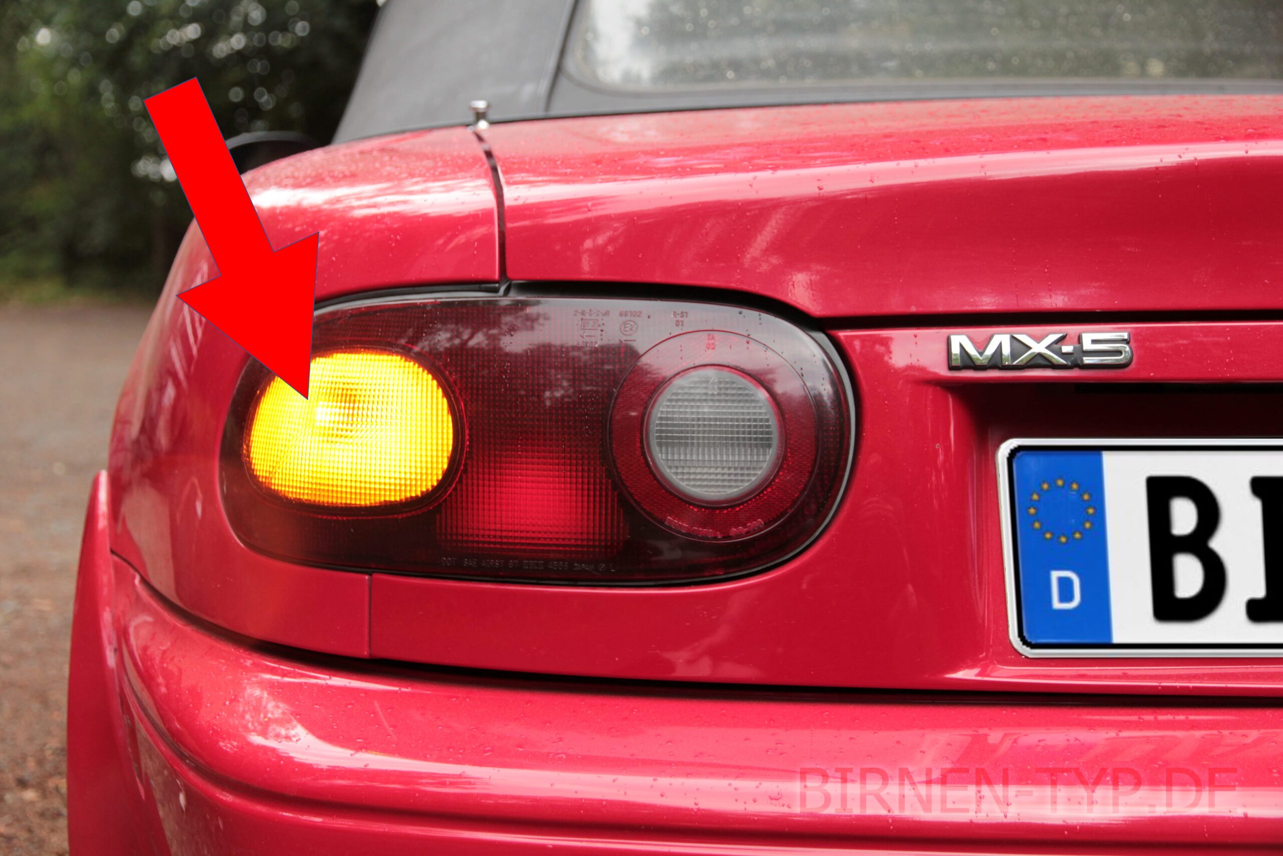 Blinker-Birne hinten links oder rechts im Rücklicht des Mazda MX-5 MIata 1 geht nicht Welche ist die korrekte Birne P21W Wackelkontakt