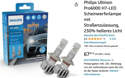 Schnäppchen: Philips H7-LED 1. Generation im Angebot – so günstig wie noch nie