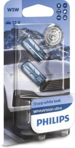 Philips WhiteVision ultra W5W in weiß für Blinker, Standlicht, Kennzeichenbeleuchtung & Co mit 12 Volt