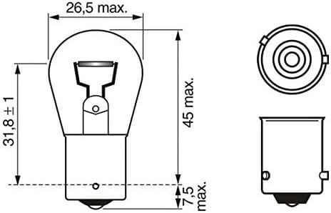 Technisches Zeichnung eines PY21W-Leuchtmittels