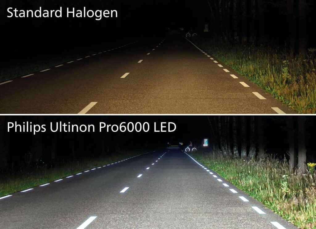 Vergleich von normalen Halogen-Glühbirnen mit LED-Leuchtmitteln