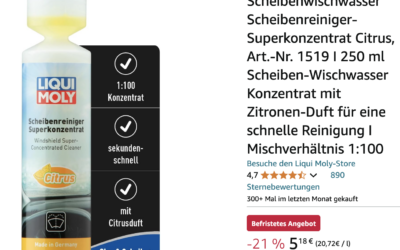 Schnäppchen: Liqui Moly Scheibenwischer-Konzentrat 20% billiger (ergibt 25 Liter Wischwasser)