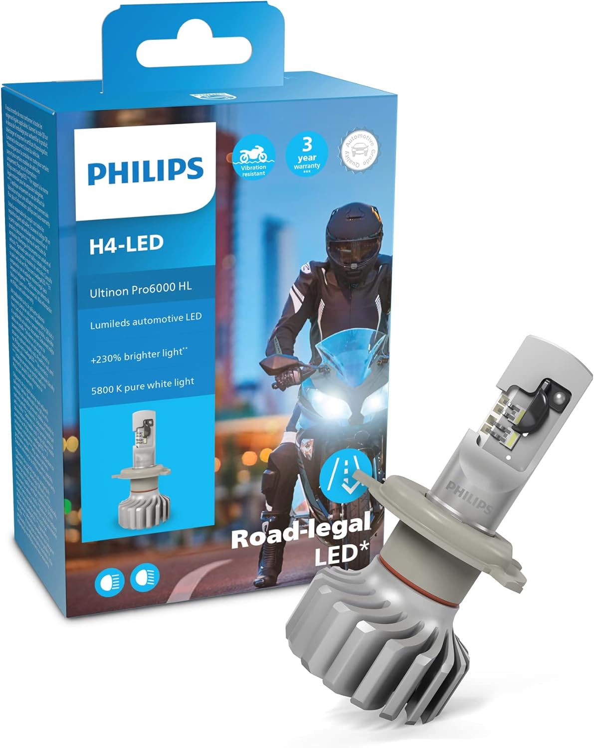 Philips Ultinon LED H4 Motorrad Abblendlicht Fernlicht legal retrofit endlich LED statt Halogen fahren